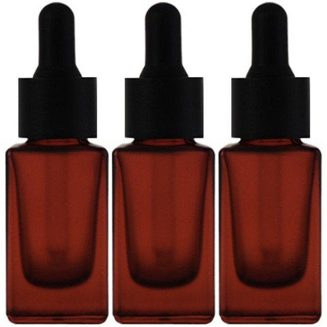 닥터보틀 브라운 사각스포이드 유리병 에센스 아로마 오일 소분 공병, 3개, 20ml 사각갈색