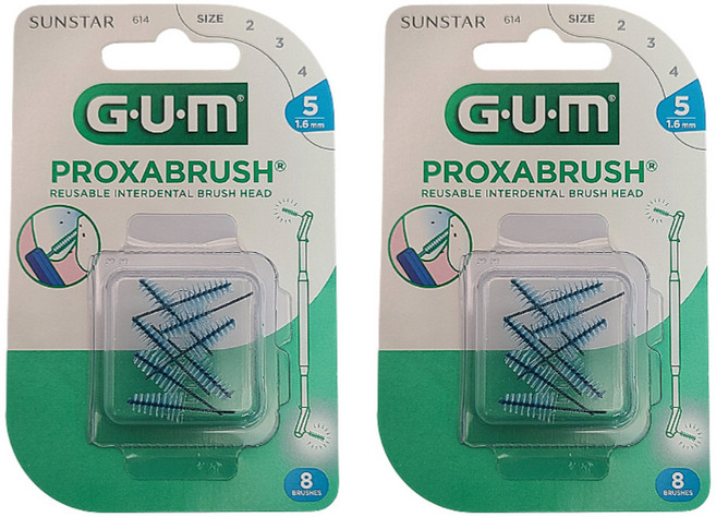 GUM 검 605 손잡이 항균 치과 치간칫솔 리필 614, 1개, 2개입, 1.6mm