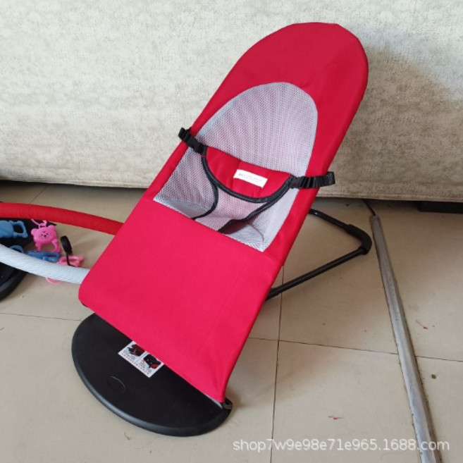 DIU 嬰兒搖搖椅嬰兒悠悠車搖籃搖搖籃牀哄娃神器搖搖椅躺椅哄睡安撫椅, 1件, 紅色布款:純搖椅  不帶玩具架和掛件