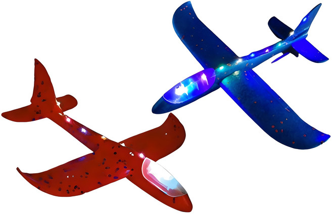 LED 에어글라이더 2종 비행기 작동완구, 레드 + 블루, 1세트