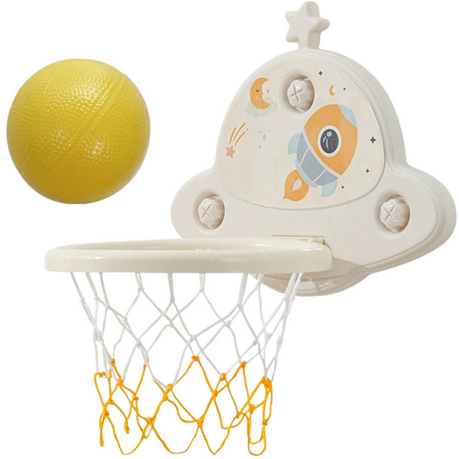 베베코지 유아 농구 골대 장난감 흡착식 농구대 아기 실내용 공, 아이보리, 1개