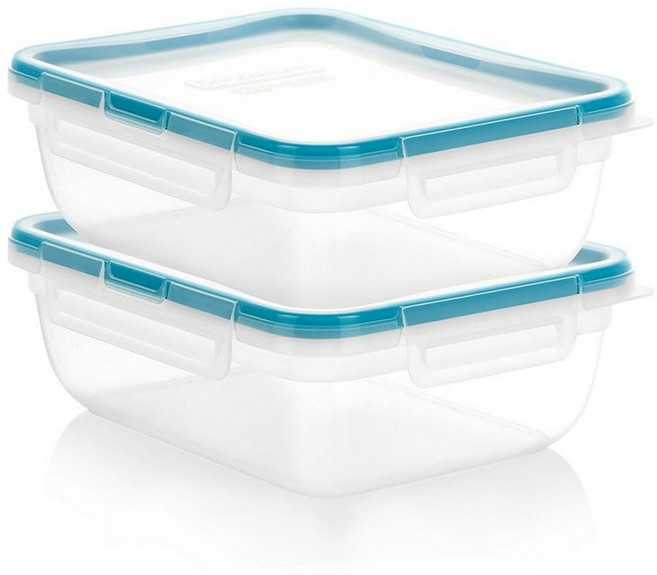 Snapware Plastic Total Solution 3팩 (8.5컵) 식품 보관 용기 세트 누출 방지 및 밀폐 플라스틱 잠금 뚜껑 직사각형 용기 BPA 프리 뚜껑 전, 8.5컵