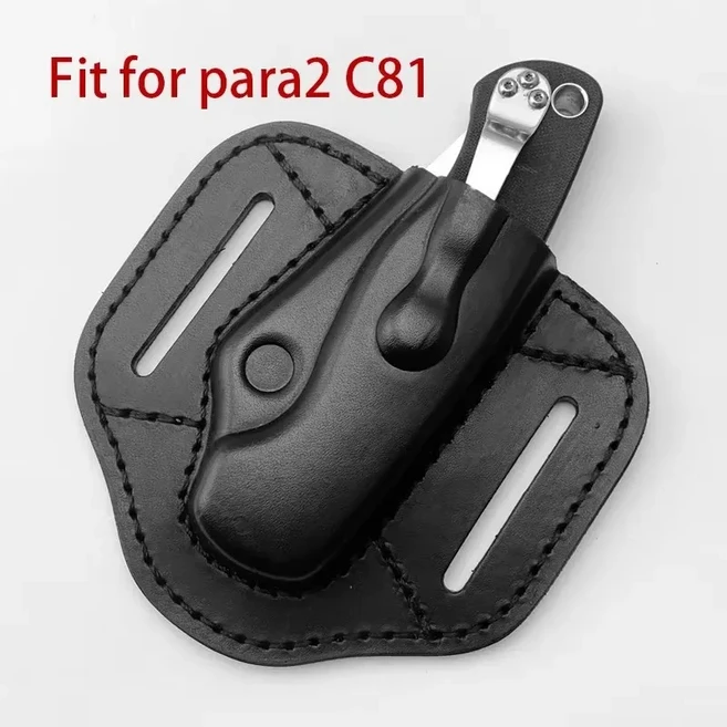 맞춤형 디자인 접이식 나이프 소가죽 칼집 외장 케이스 Spyderco Para2 C81 Paramilitary 2 액세서리 로트, 01 1piece Black