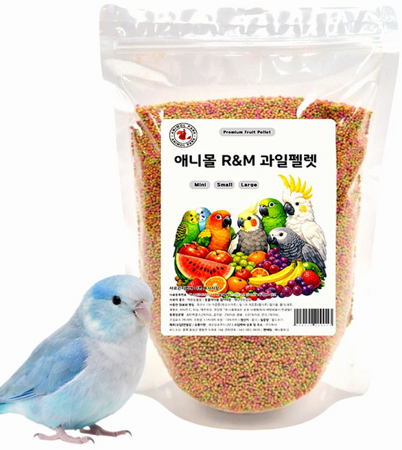 애니몰파크 R&M 미니 과일 펠렛 1kg 새사료 앵무새 먹이 보충 크럼볼 간식, 1개
