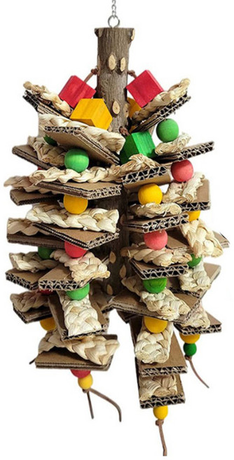 JHK 앵무새 스트레스 해소 옥수수껍질 나무 구슬 장난감, 1개, 단색