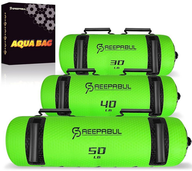 SAEEPABUL 근력 훈련을 위한 Aqua Bag 워터 웨이트 백 전신 피트니스 코어 및 밸런스 운동을 위한 휴대용 샌드백 대체품 홈 체육관 및 여행용 웨이트 트레이닝에