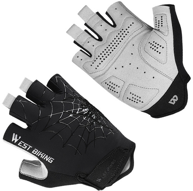 시그니처베이지 자전거 라이딩 장갑 반장갑 YPZ240, 블랙, 1개