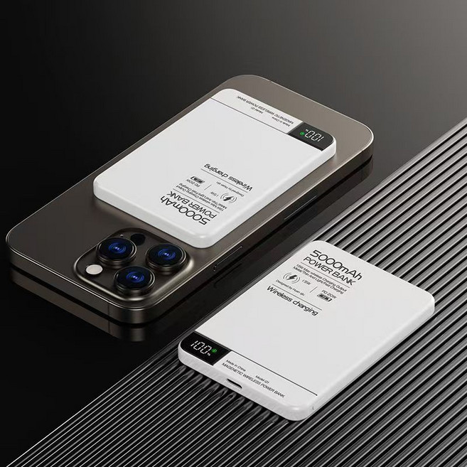 SHENG SHI 超薄磁吸行動電源 10000mAh, 鈦白色【Q1/Q2-優先消耗+雙彈窗】,10000毫安【3C認證標識-可上飛機】
