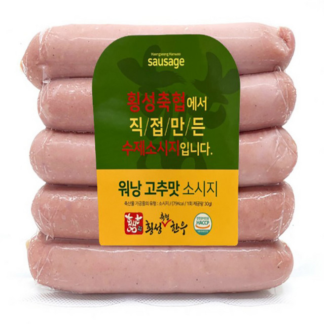 [횡성축협한우] 워낭고추맛소시지, 5개, 350g