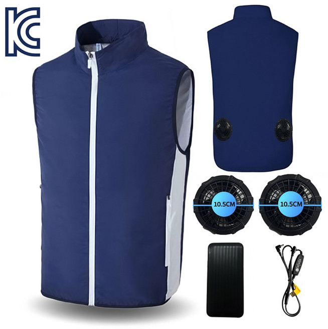 ZHZ 선풍기조끼 여름 쿨링 아이스 쿨 조끼+보조배터리20000mAh 낚시 등산 현장작업 K-2-57