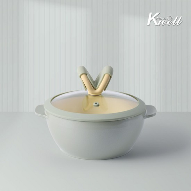 키친웰 위드 IH 인덕션 브이쿡 세라믹 양수냄비 18cm(민트), 민트, 양수냄비 18cm, 1개, 상세설명 참조, 없음