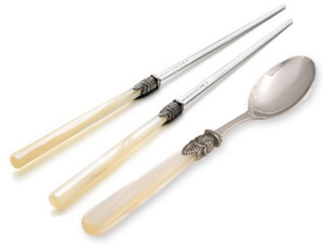 EME 나폴레옹 한식기 수저세트 레드, 아이보리 색상, 스푼+젓가락, 10세트