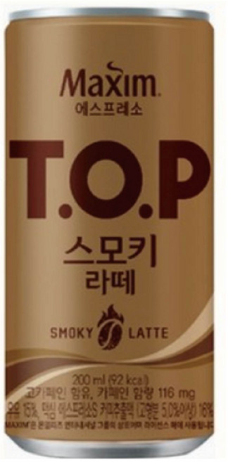 티오피 맥심 TOP 스모키 라떼 캔, 200ml, 30개