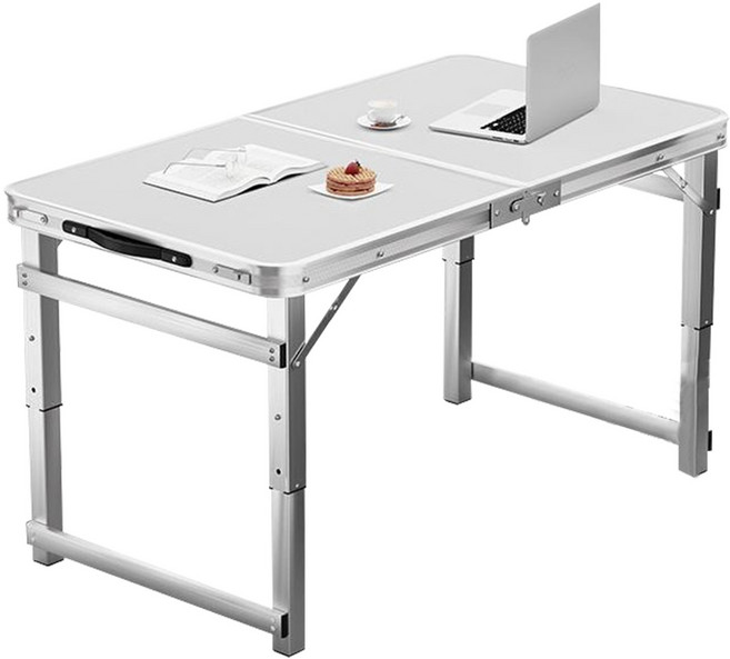 MeFun 캠핑 접이식테이블 아웃도어 높이조절 폴딩테이블 프리미엄 알루미늄 간이테이블 스툴 세트, 화이트