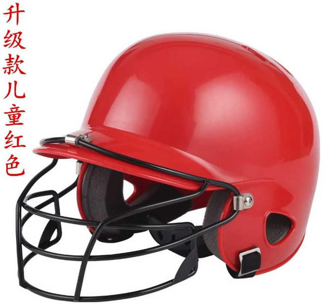 야구 헬멧 소프트볼 마스크 보호 스포츠 타자 타격 머리 보호대, 1개, 레드 (어린이용) + 철제 마스크