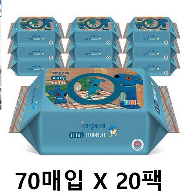 페넬로페 바이탈 플러스 스트롬볼리 아기물티슈 캡형 65평량, 65g, 700개입, 2개