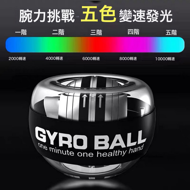 腕力球100公斤200健身60男減壓自啓動靜音臂力手腕鍛鍊握力器離心, 鉑金-黑自啓五色變速燈送球包:1個, 1個