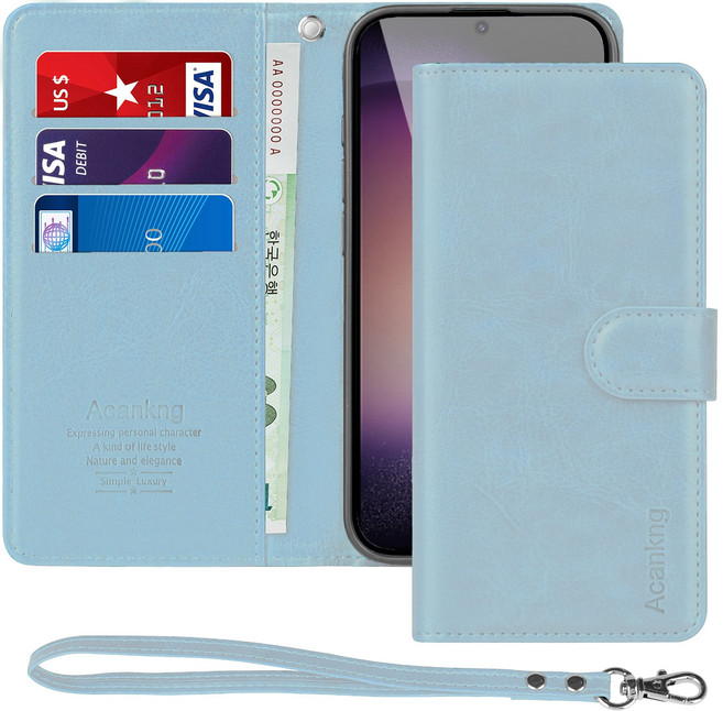 아칸크 삼성 갤럭시S23 (SM-S911N)가죽 다이어리 지갑 케이스+핸드 스트랩 세트