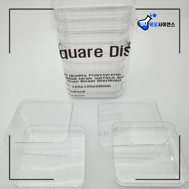 사각 페트리 디쉬/ 사각 샤레/ 폴리스티렌/ w125xd125xh20mm/ 10개