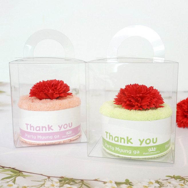 카네이션 극세사 핸디타올 플라스틱케이스 2P세트, 연두1개+살구1개, 1세트