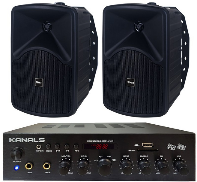 카날스 매장용 160W 블루투스 앰프 + 스피커 세트 + 벽걸이 브라켓 세트, BKM/TS[블랙]
