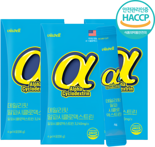 리즈인터내셔널 식약처 HACCP 데일리핏 알파시디 알파CD 분말 알파시클로덱스트린 효능, 3개, 56g