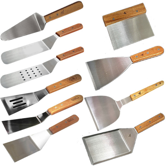 [쿠커스 판다] 델키 우든 스끼바 헤라 스페치 햄버그 터너 (우드 손잡이 스텐 뒤집개) 햄버거 뒤집개 삼각 굴절 타공 샌드위치 뒤집기 / 대형 나무 손잡이 토스트 철판볶음 캠핑, 델키 우든 삼각 스페치, 1개, 스텐 우드