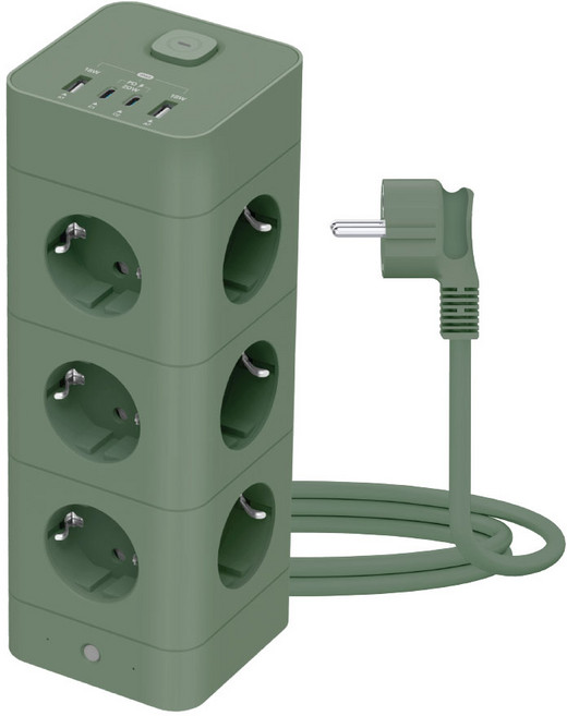 에코너 타워 멀티탭, 3단 16구 / 프로스트그린, 1개