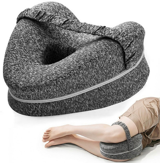 Jeernare 무릎 사이 다리 베개 메모리폼 발베개 종아리 수면 다리쿠션, 그레이