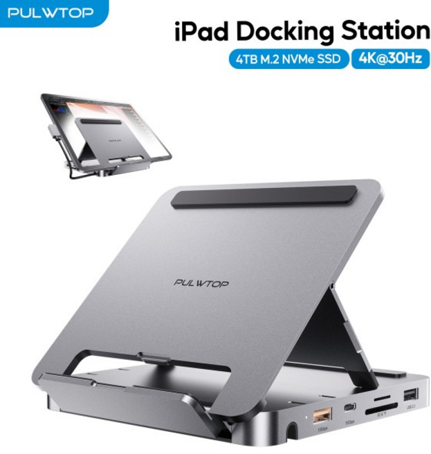 PULWTOP iPad USB C 허브 4K HDMI가 포함된 Dock PD 100W M.2 NVMe SSD 지원 MacBook Windows용 접이, 선택: 기본, 1개