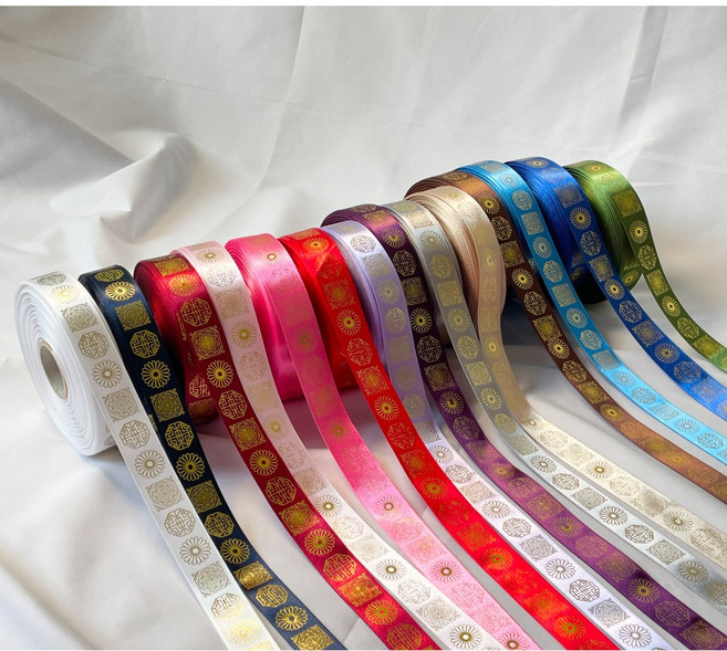 [서문포장] 전통문양 배씨리본(50yd), 15mm, 포도주