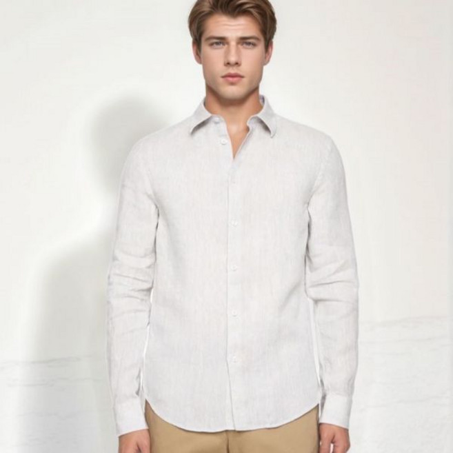 제이린드버그 25SS 남성 슬림 긴팔 린넨 멜란지 셔츠 FMST12828 U029