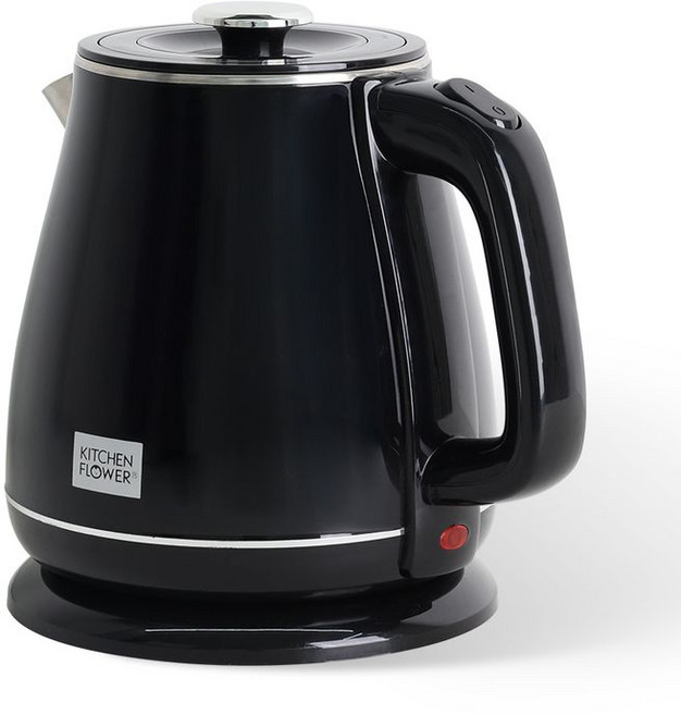 키친플라워 더블 블랙 1.8L 무선 스텐 전기포트, KEK-1825