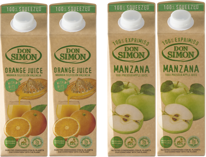 돈시몬 100% 착즙주스 오렌지1L 2 + 사과1L 2, 4개, 1L