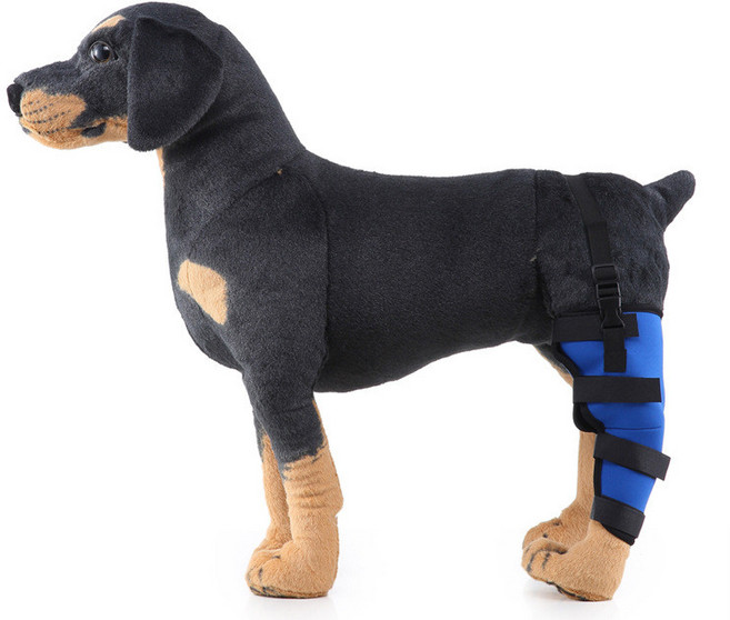 狗狗術後輔助後腿護膝，行走支撐固定, HJ21藍左後腿,M, 1個