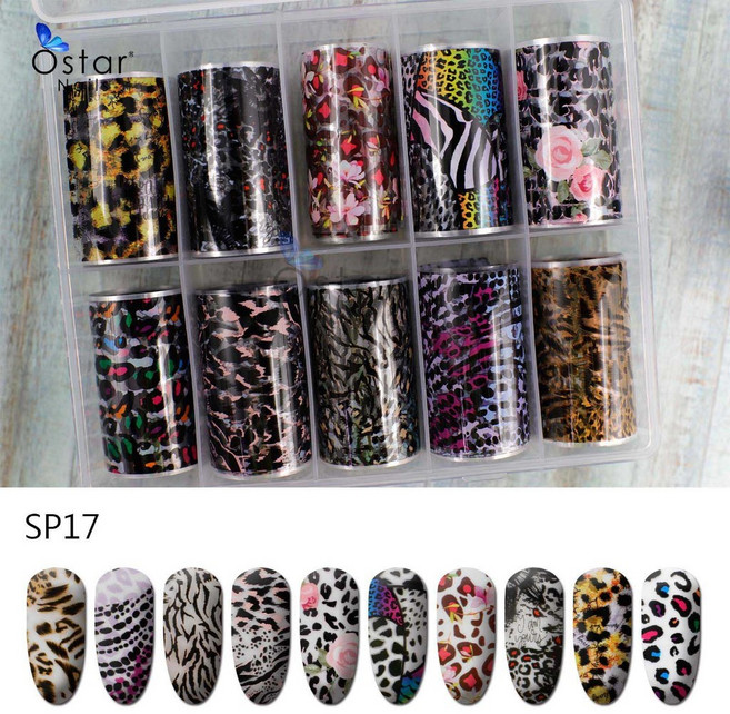 Ostar Nails 心緹 新款10入套組 美甲 星空紙轉印紙 網紅美甲星空貼紙 純色金屬 大理石 玻璃紙, 1個, SP17