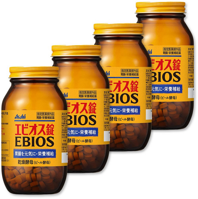 Asahi EBIOS Natural Material Brewers Yeast 에비오스 내추럴 브루어스 이스트 천연 맥주효모 600타블릿 4팩, 600정, 4개