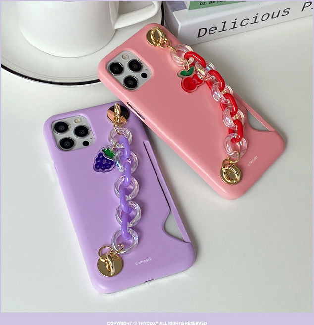 해피프룻 갤럭시노트10플러스 체인 베이직 카드수납 하드 케이스