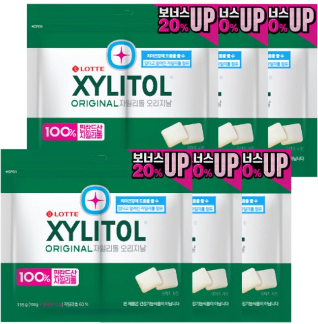 롯데자일리톨 오리지날 껌 리필, 6개, 115g