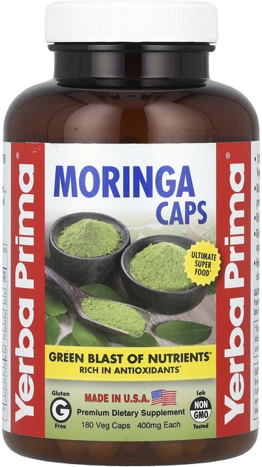 Yerba Prima 모링가 캡슐 400mg 식물성 캡슐 180정, YerbaPrima모링가캡슐400mg식물성캡슐180정, 1개 - 쿠팡