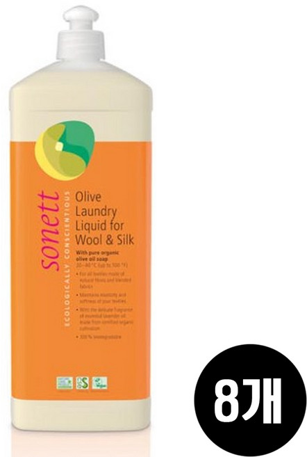 소네트 울 실크 액상 세탁 세제, 1L, 8개