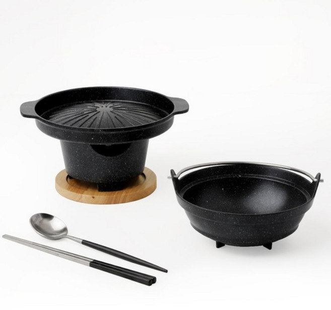 1인가구 혼밥 가정용 1인 미니 화로+냄비+불판 세트 혼족, 구우리 세트 03), 본상품선택, 1개, 구우리 세트 03)_미니화로+냄비+불판