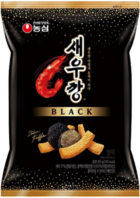 농심 새우깡 블랙 80g / 새우과자 스낵, 5개