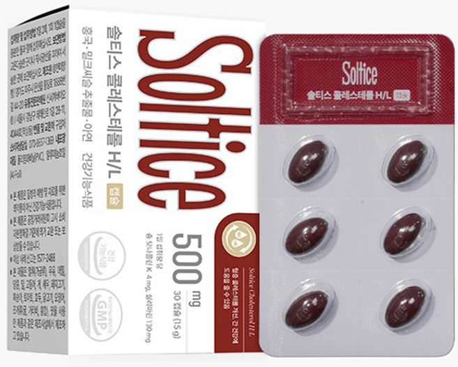 솔티스 홍국 콜레스테롤 HDL LDL 간 건강 밀크씨슬 면역 기능, 30정, 1박스