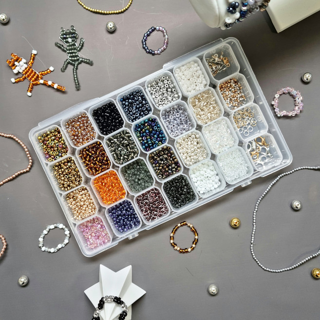 리니팜 올인원 비즈 공예 세트 키링 팔찌 만들기, 브실골, 1세트