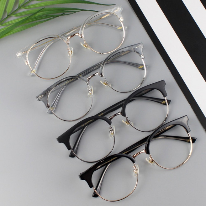 블루라이트 차단 안경 투명 빅사이즈 하금테 반뿔테 패션
