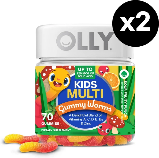 OLLY 올리 Kids 멀티비타민 키즈용 구미젤리 70개입 x2통 미네랄 아연 어린이 영양제 - 쿠팡