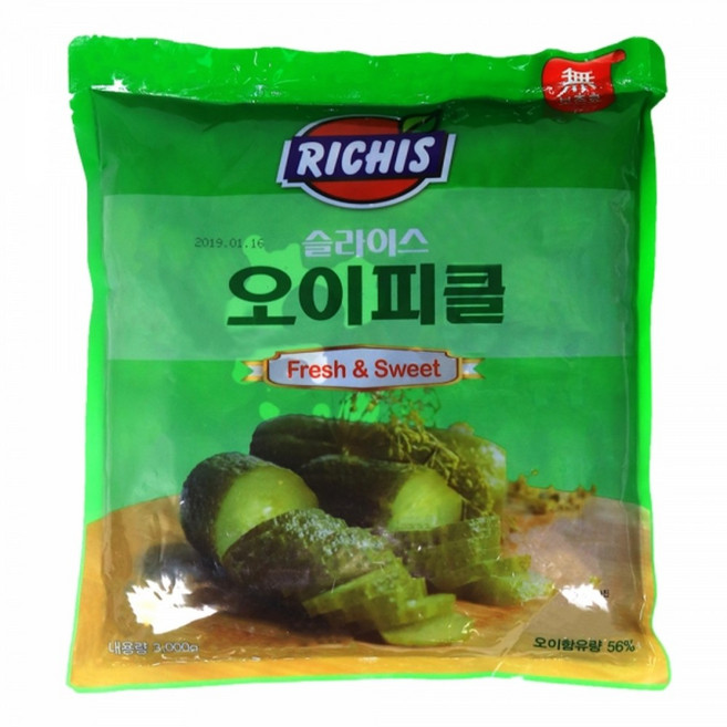 리치스 슬라이스 오이피클, 3kg, 4개