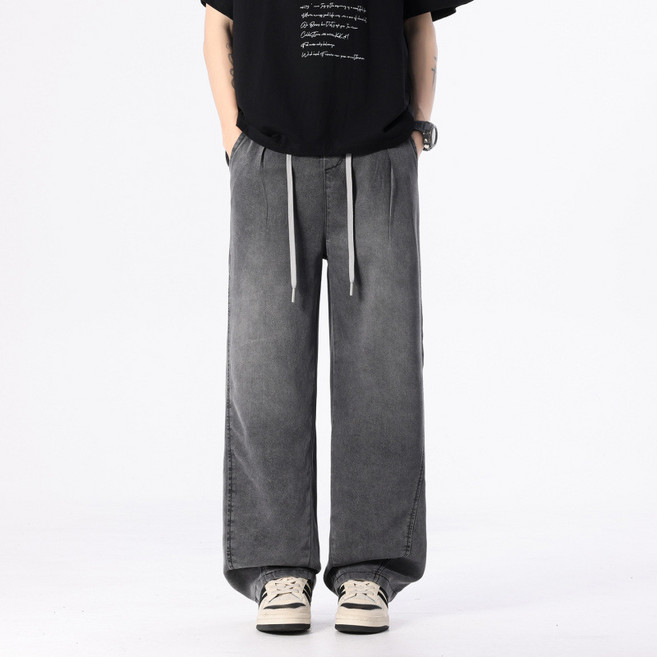 하울맨 남성 빅사이즈 텐셀 커브드 데님 밴딩 팬츠