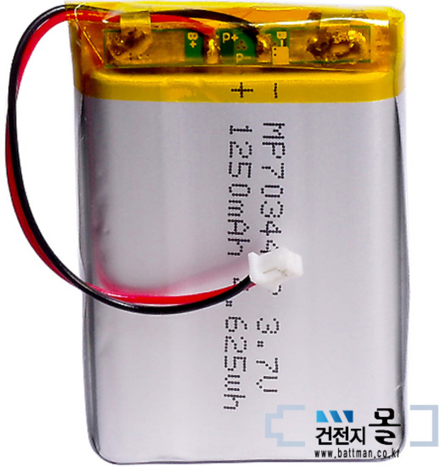 맥스파워 리튬폴리머 충전용 건전지 MP703448P-PCM (3.7V 1250mAh) C51021RB (KC인증제품), 1개, 1개입